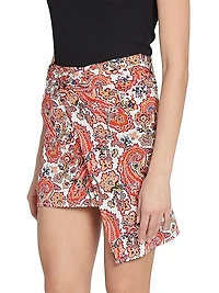 Paisley Wrap-Effect Miniskirt