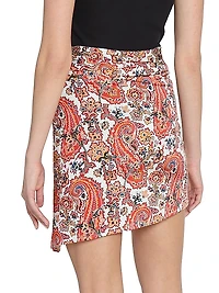 Paisley Wrap-Effect Miniskirt