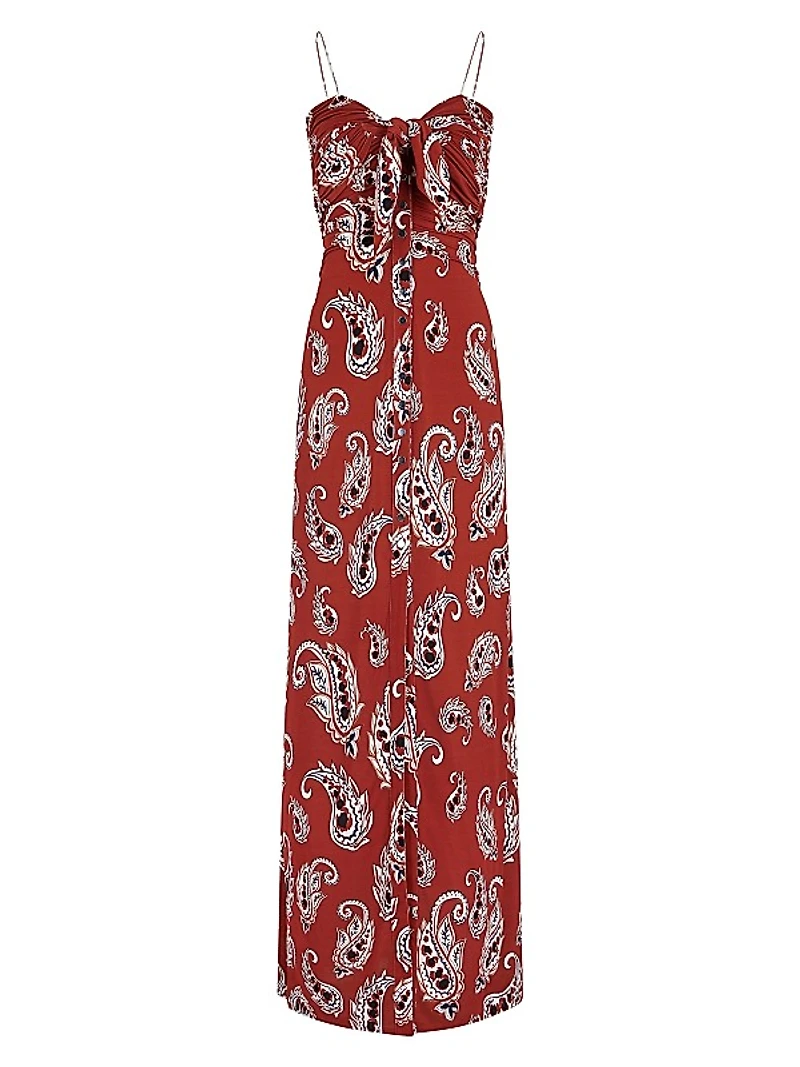 Paisley Tie-Front Maxi Dress