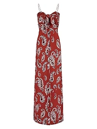 Paisley Tie-Front Maxi Dress