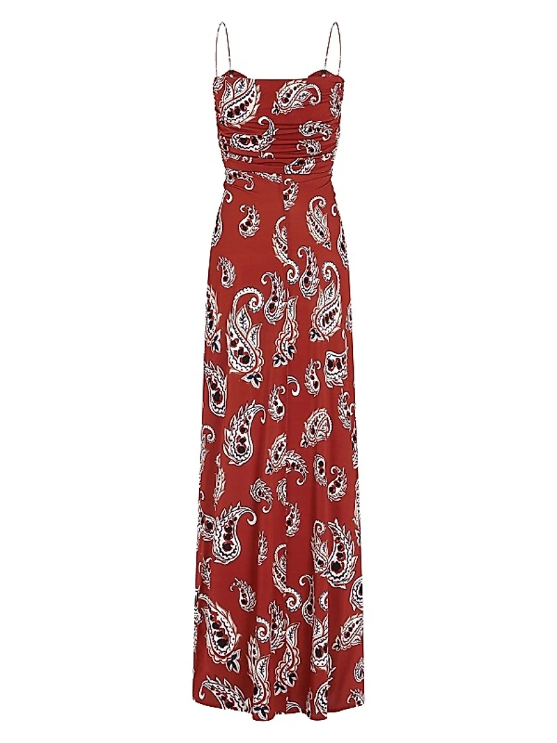 Paisley Tie-Front Maxi Dress