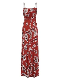 Paisley Tie-Front Maxi Dress