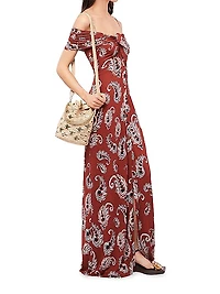 Paisley Tie-Front Maxi Dress