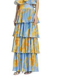 Tiered Pleated Maxi Skirt