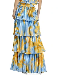 Tiered Pleated Maxi Skirt