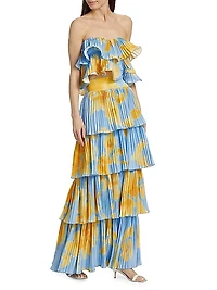 Tiered Pleated Maxi Skirt