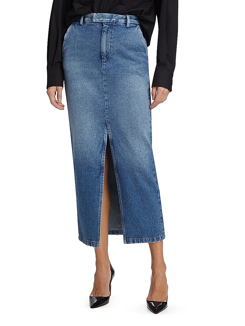 Lula Denim Pencil Midi-Skirt