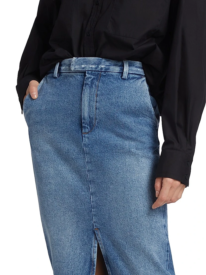 Lula Denim Pencil Midi-Skirt