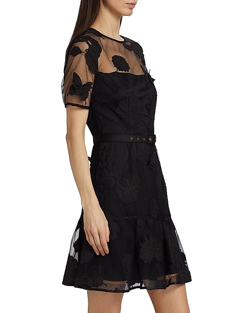 Hannah Organza Belted Minidress