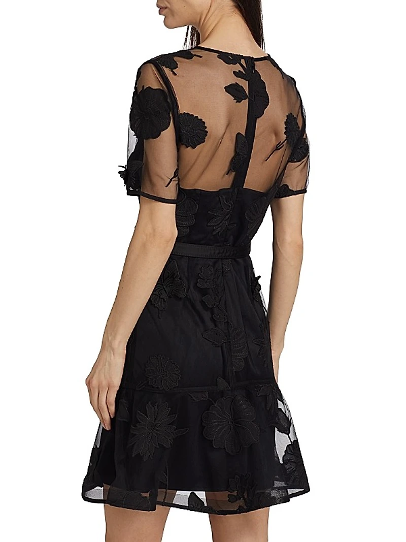 Hannah Organza Belted Minidress