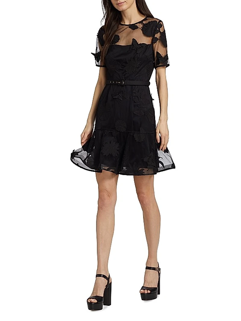Hannah Organza Belted Minidress