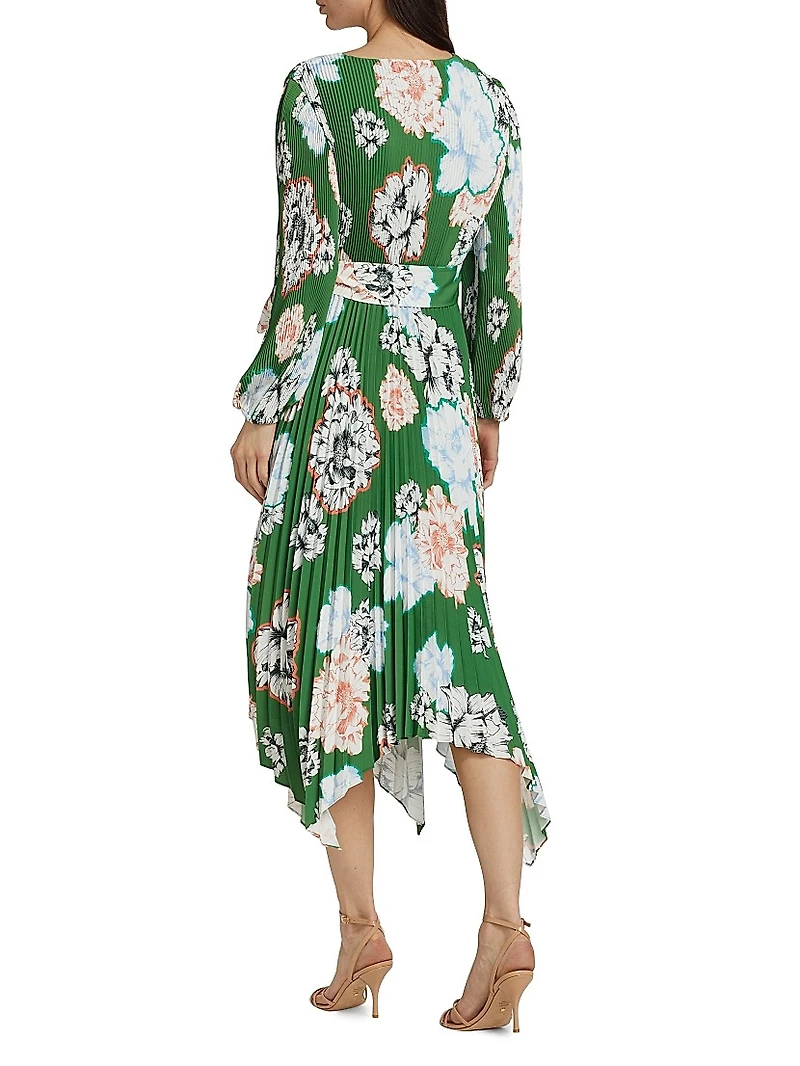 Liora Floral Pleated Midi-Dress