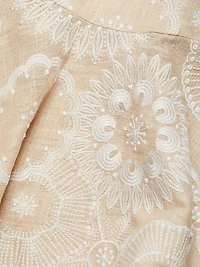 Medallion Embroidered Linen-Blend Minidress