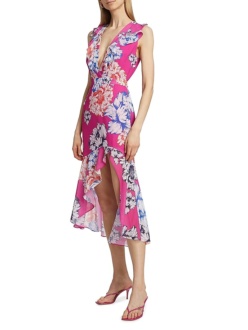 Nanci Petals Bloom Ruffled Midi-Dress