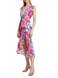 Nanci Petals Bloom Ruffled Midi-Dress