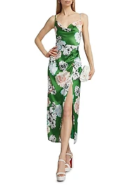 Lilianna Petals In Bloom Satin Midi-Dress