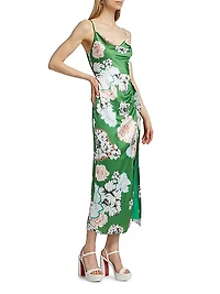 Lilianna Petals In Bloom Satin Midi-Dress