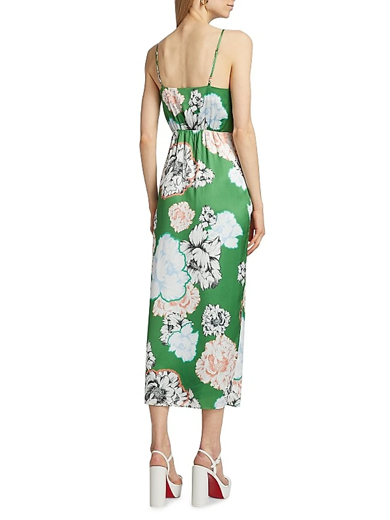Lilianna Petals In Bloom Satin Midi-Dress