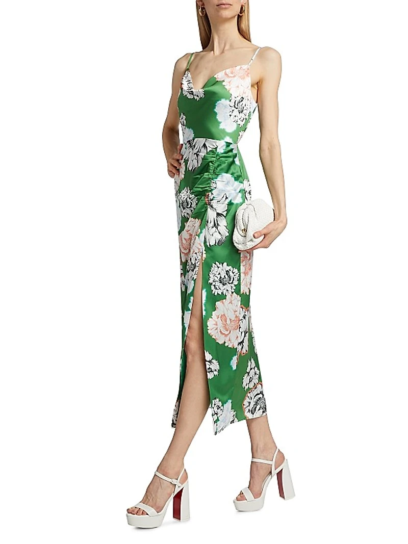 Lilianna Petals In Bloom Satin Midi-Dress