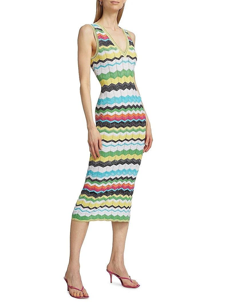 Zigzag Knit Midi-Dress