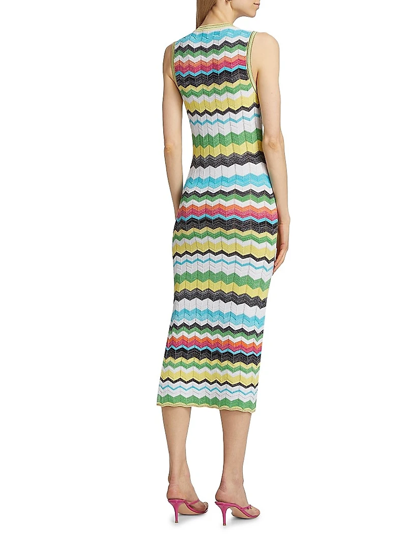 Zigzag Knit Midi-Dress