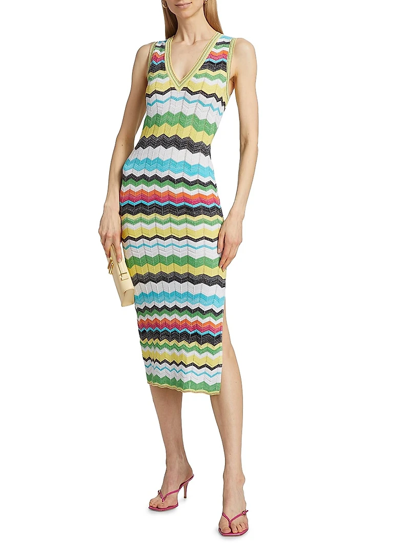 Zigzag Knit Midi-Dress