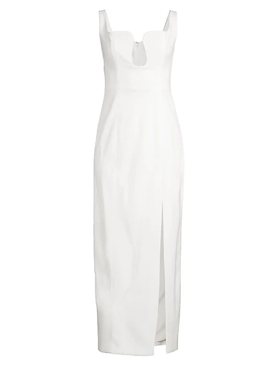 Franka Bonded Crêpe Notch Midi-Dress