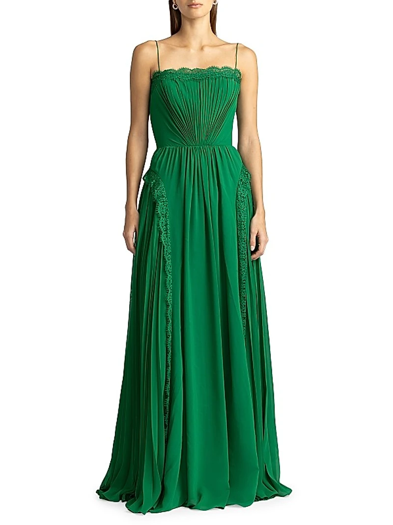 Pleated Tulle Gown