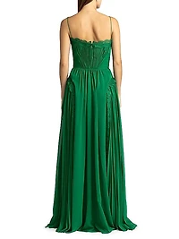 Pleated Tulle Gown