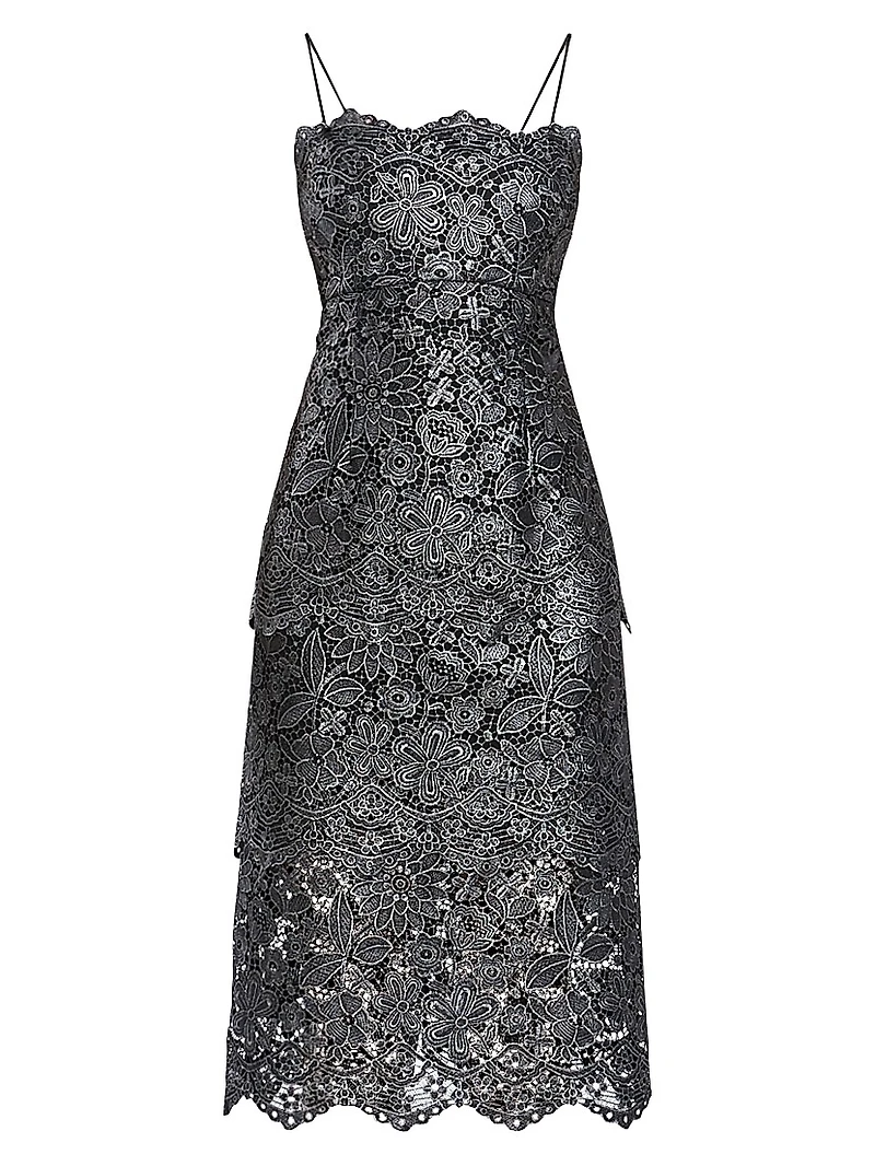 Guipure Lace Tiered Cocktail Dress