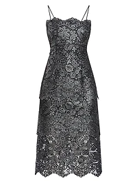 Guipure Lace Tiered Cocktail Dress