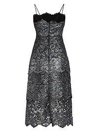 Guipure Lace Tiered Cocktail Dress