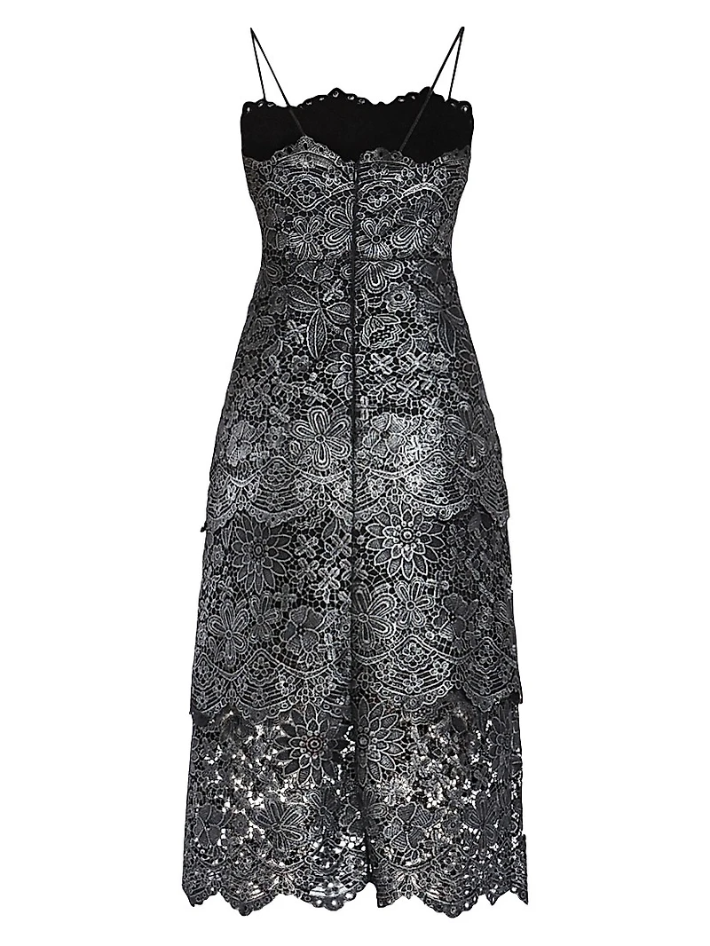 Guipure Lace Tiered Cocktail Dress