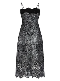 Guipure Lace Tiered Cocktail Dress