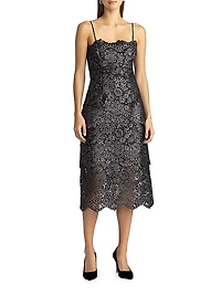 Guipure Lace Tiered Cocktail Dress