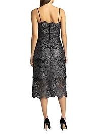 Guipure Lace Tiered Cocktail Dress