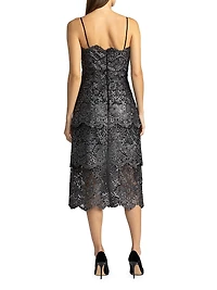 Guipure Lace Tiered Cocktail Dress