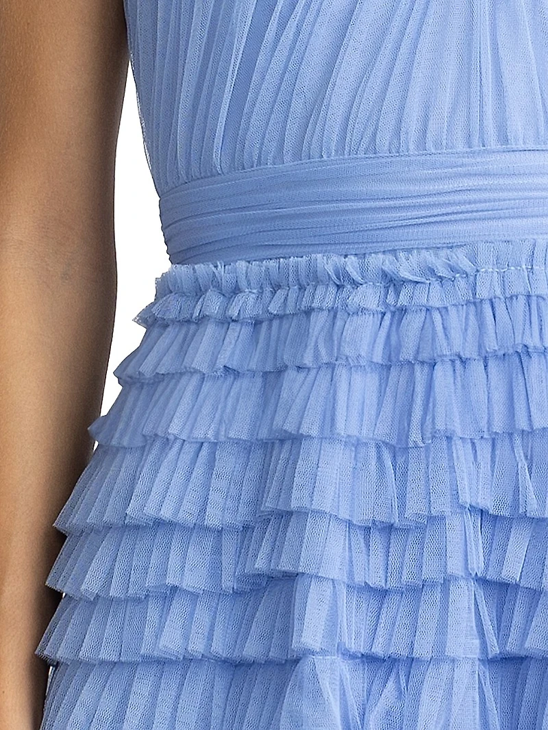 Layered Tulle Ruffle Gown