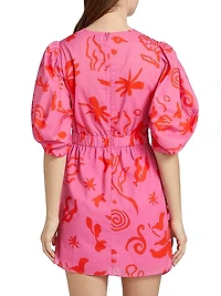 Pia Printed Puff-Sleeve Minidress
