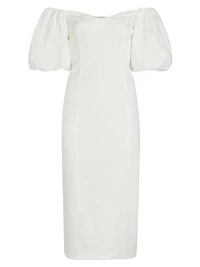 Karima Linen Off-The-Shoulder Midi-Dress