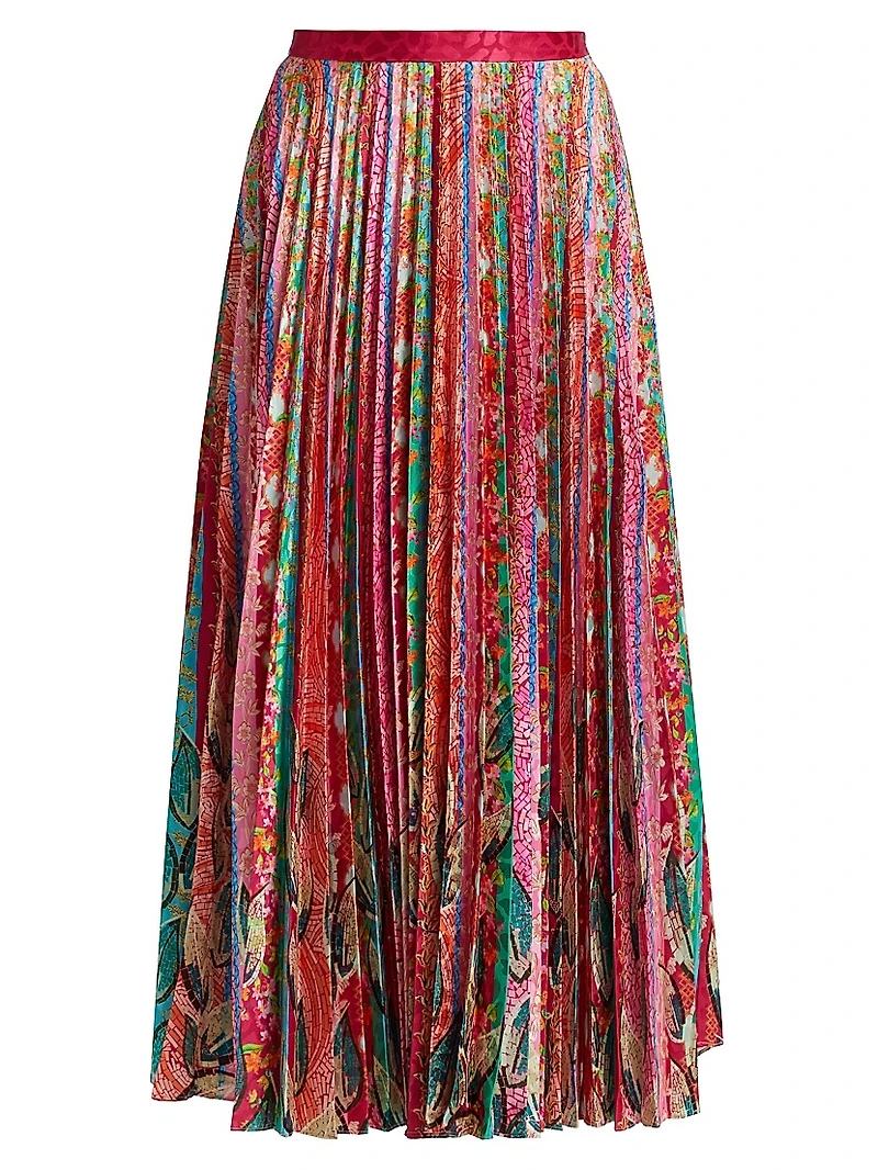 Kim Printed Pleated Midi-Skirt