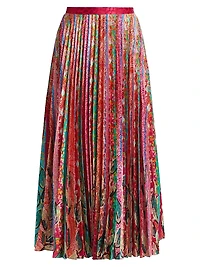 Kim Printed Pleated Midi-Skirt