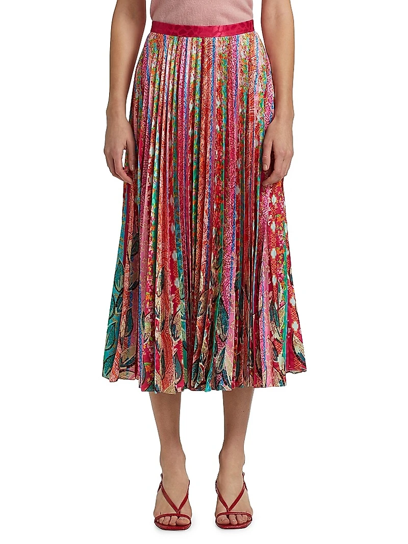 Kim Printed Pleated Midi-Skirt