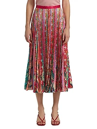 Kim Printed Pleated Midi-Skirt