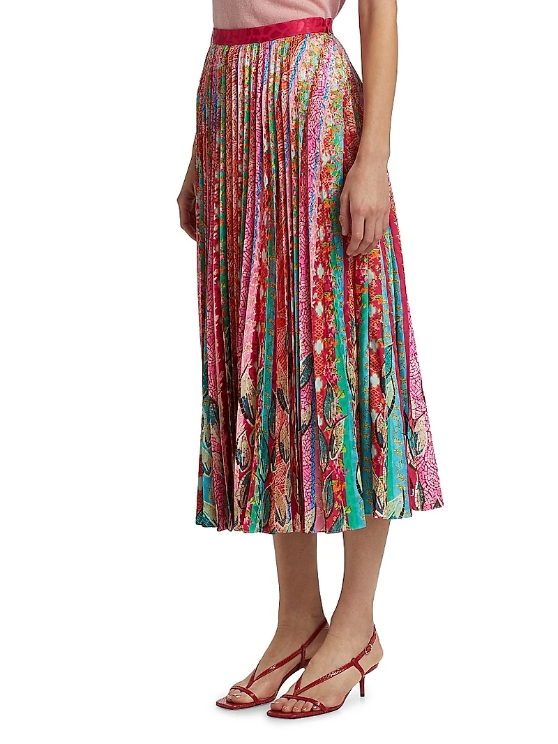 Kim Printed Pleated Midi-Skirt