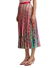 Kim Printed Pleated Midi-Skirt