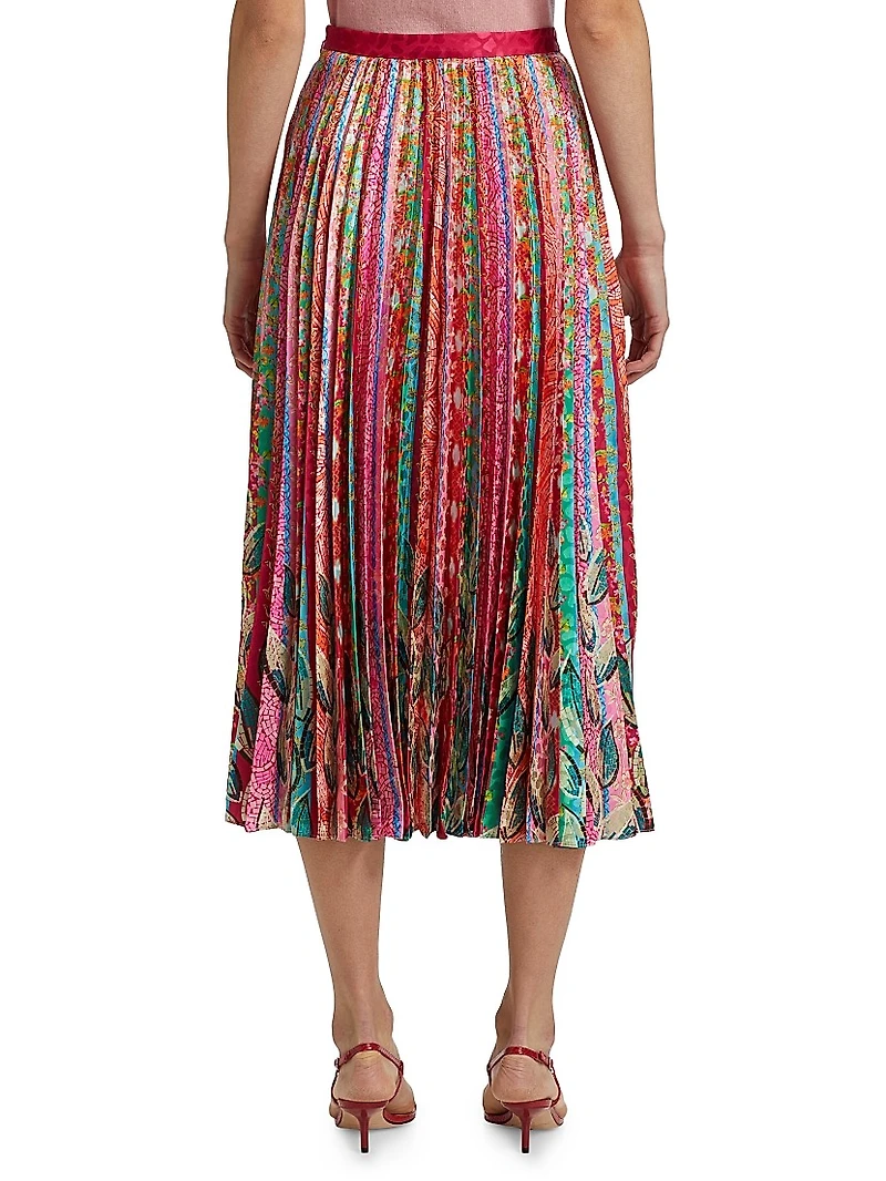 Kim Printed Pleated Midi-Skirt