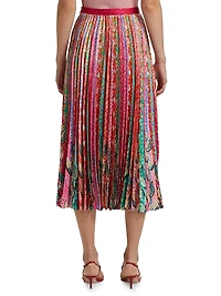 Kim Printed Pleated Midi-Skirt