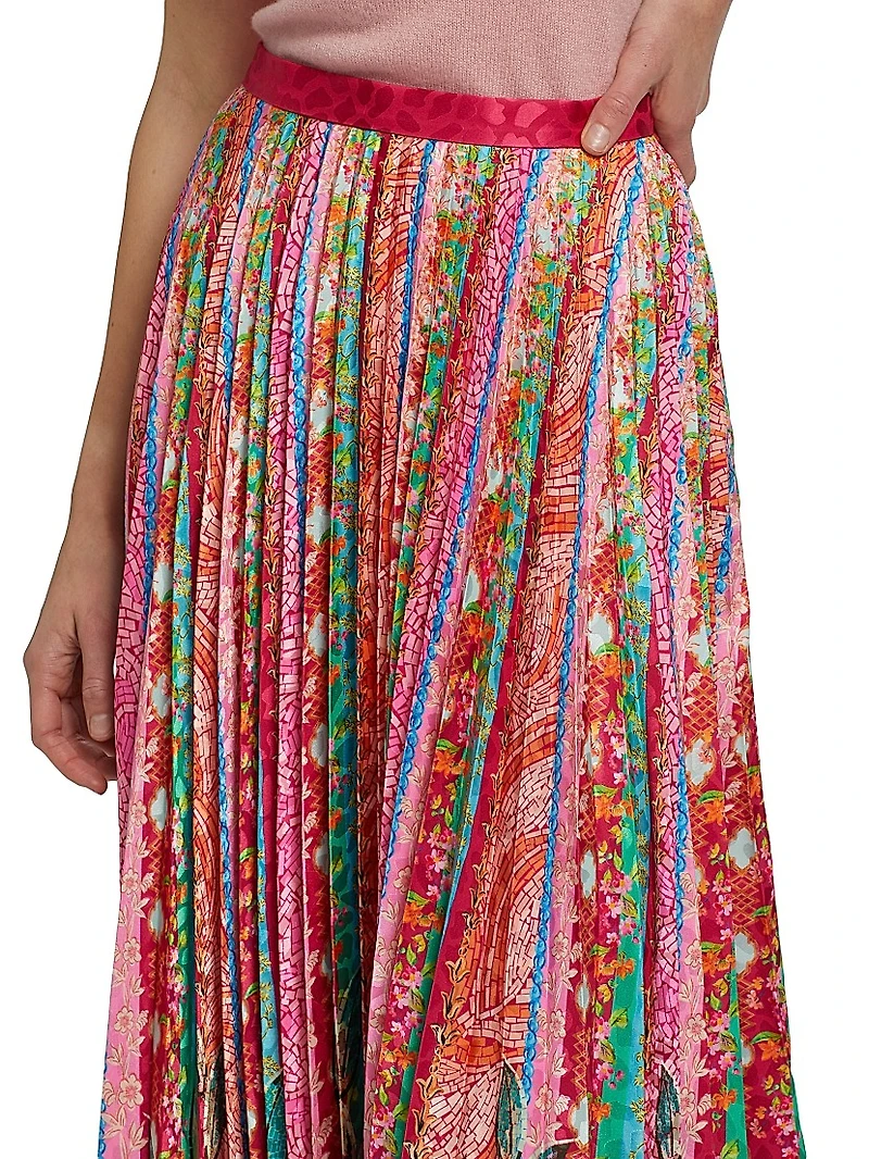 Kim Printed Pleated Midi-Skirt
