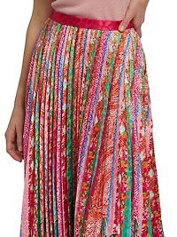 Kim Printed Pleated Midi-Skirt